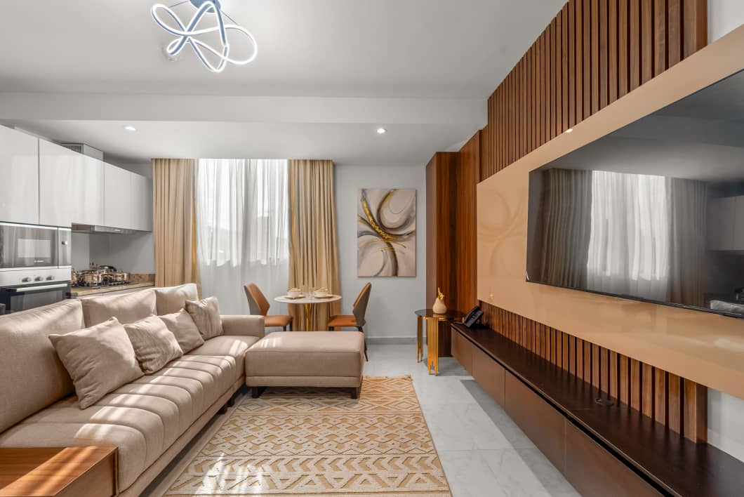 1-Bedroom Luxury Apartment – Iconic Towers, Victoria Island — ₦220,000/night | GidiStay — 1 bed apartment in Victoria Island, Lagos (interior)